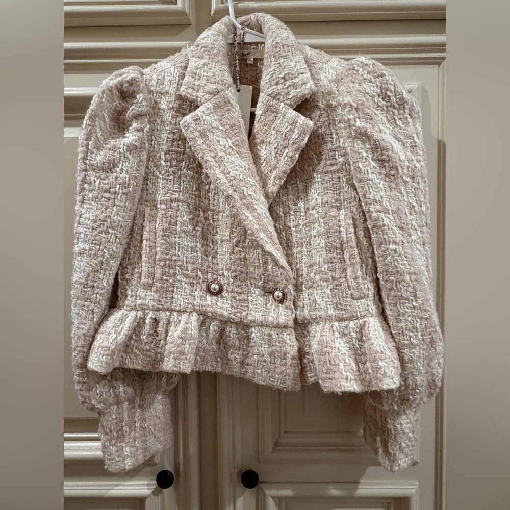 LoveShackFancy Braelynn Crop Jacket Winter White